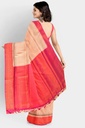 Peach Pink Soft Silk Saree with Contrasting Pink Border and Unstitched Blouse