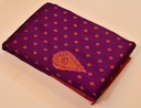 Wine Color Semi Silk with Copper Zari and Pink Border