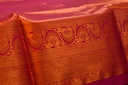 Wine Color Semi Silk with Copper Zari and Pink Border
