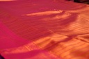 Wine Color Semi Silk with Copper Zari and Pink Border