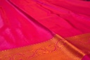 Wine Color Semi Silk with Copper Zari and Pink Border