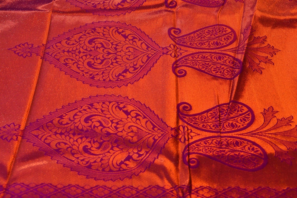 Magenta Color Semi Silk with full Jacquard Weaving