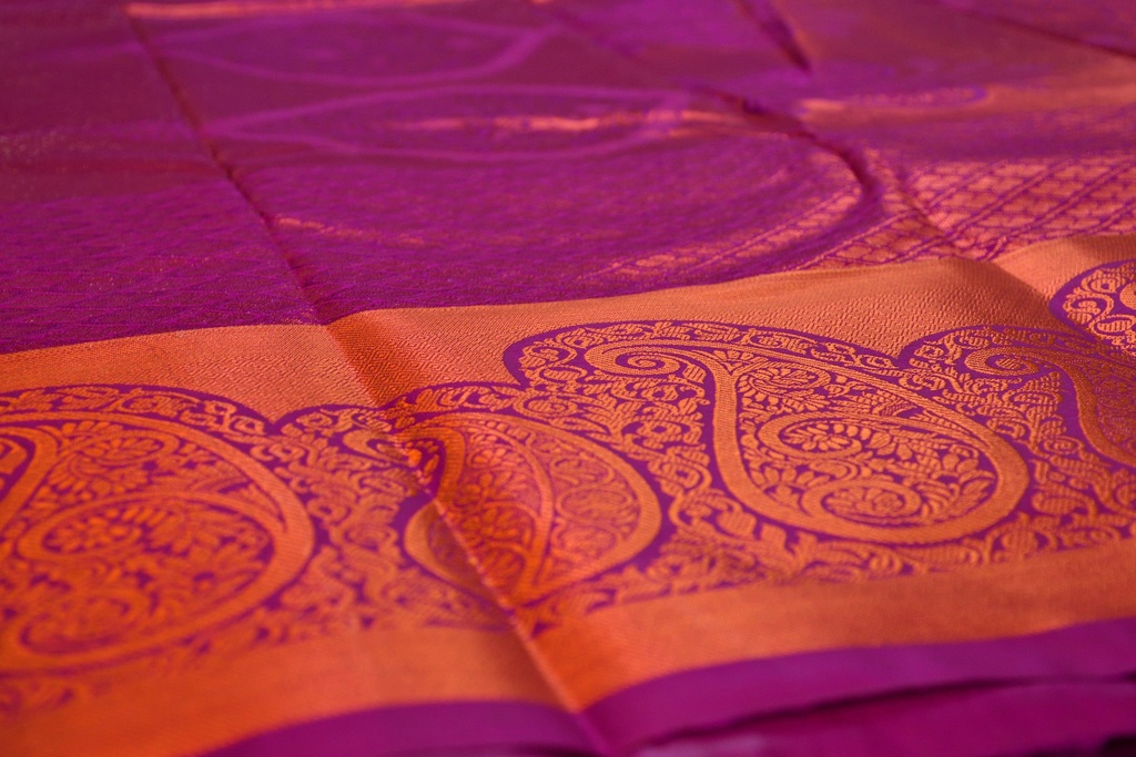Magenta Color Semi Silk with full Jacquard Weaving