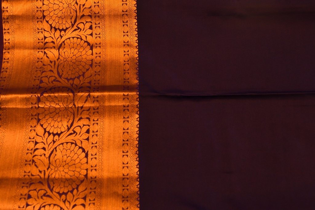 Lavender Color Semi Silk with Copper Zari and Brown Border