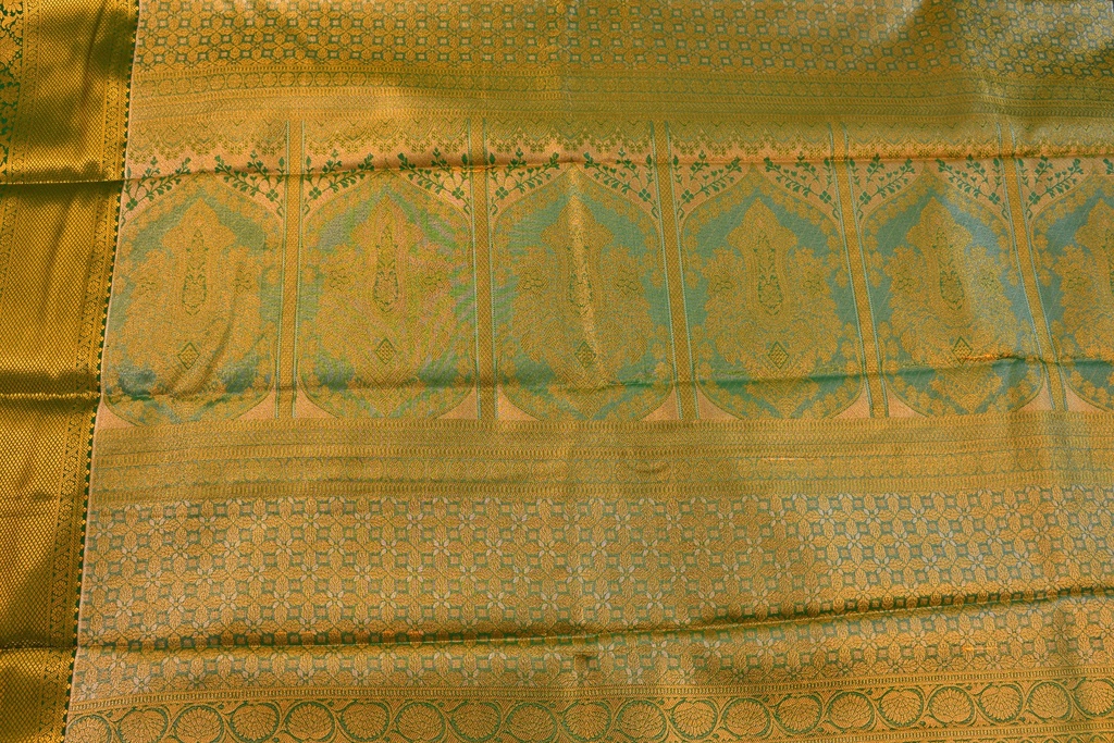 Pastel Pink Meenakari Tissue Semi Silk with Green Border