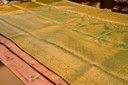 Pastel Pink Meenakari Tissue Semi Silk with Green Border