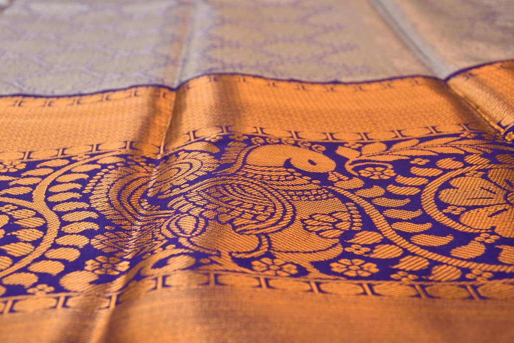 Pastel Blue - Tissue Semi Silk with Silver Zari Weaving