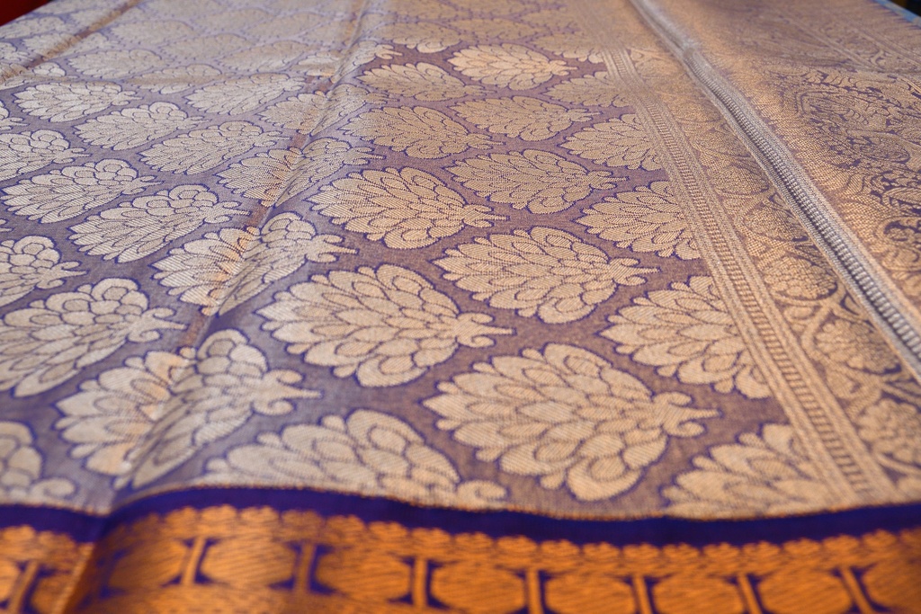 Pastel Blue - Tissue Semi Silk with Silver Zari Weaving