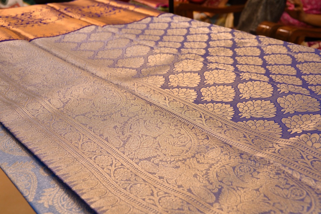 Pastel Blue - Tissue Semi Silk with Silver Zari Weaving