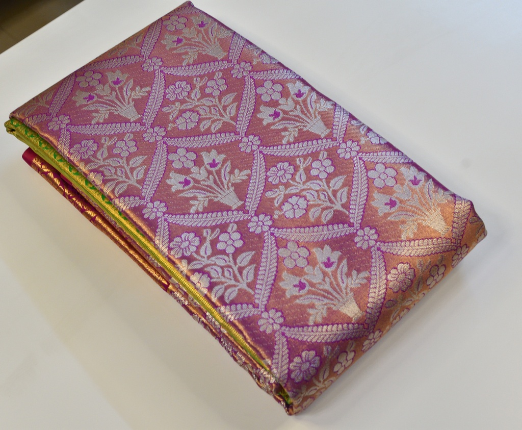 Pastel Pink - Tissue Semi-Silk Saree with Silver Zari Weaving