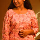 Floral Pink Two-Piece Kurti Set