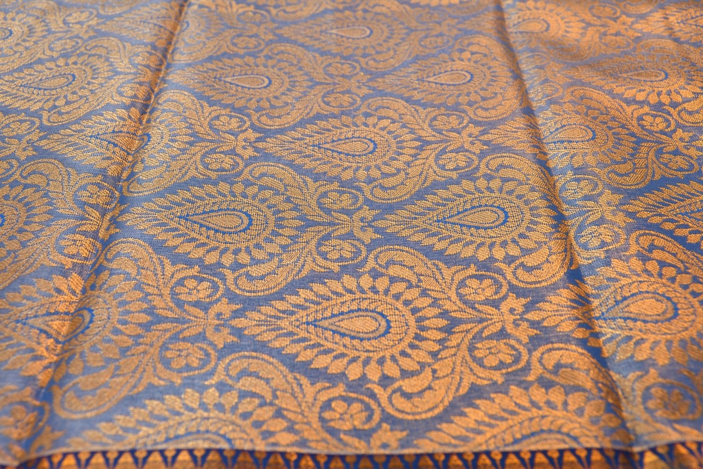Pastel Blue - Tissue Semi-Silk Saree with Silver Zari Weaving