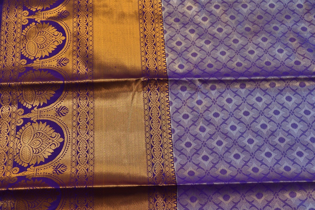 Lavender - Tissue Semi-Silk Saree with Silver Zari Weaving