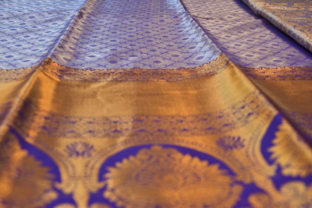 Lavender - Tissue Semi-Silk Saree with Silver Zari Weaving