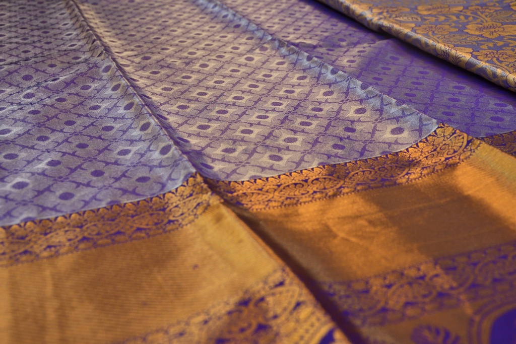 Lavender - Tissue Semi-Silk Saree with Silver Zari Weaving