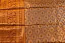 Grey & Silver Tissue Semi-Silk Saree with Wine Border and Gold-Silver Zari Weaving