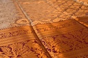 Grey & Silver Tissue Semi-Silk Saree with Wine Border and Gold-Silver Zari Weaving