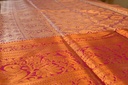 Dual-Shade Pink & Grey Tissue Semi-Silk Saree with Silver-Gold Zari Weaving