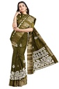 Amonra Fabrics Dola Silk Saree with Unstitched Blouse (Mehendi Green)