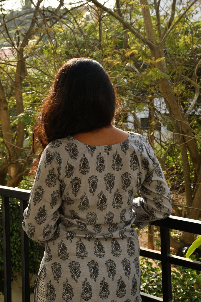 Grey Three-Piece Kurti Set