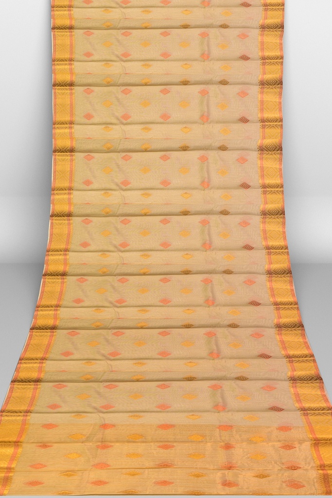 Half White Saree with Golden Zari and Geometrical Motif with Unstitched Blouse  INR₹94000