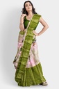 Linen Olive Green Saree with Jacquard Big Border and Unstitched Blouse
