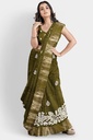 Amonra Fabrics Dola Silk Saree with Unstitched Blouse (Mehendi Green)