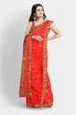 Red Chiffon Lace Bordered Saree with Unstitched Blouse