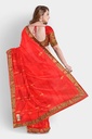 Red Chiffon Lace Bordered Saree with Unstitched Blouse