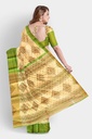Fancy Cotton Saree with Unstitched Blouse (Half White with Green Border)