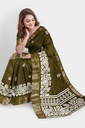 Amonra Fabrics Dola Silk Saree with Unstitched Blouse (Mehendi Green)