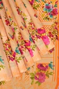 Chiffon Saree with Floral Pattern and Unstitched Blouse (Pastel Orange)