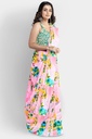 Butter Chiffon Saree with Floral Pattern and Unstitched Blouse (Pastel Pink)