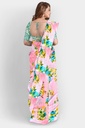 Butter Chiffon Saree with Floral Pattern and Unstitched Blouse (Pastel Pink)