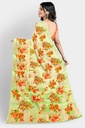 Butter Chiffon Saree with Floral Pattern and Unstitched Blouse (Pastel Green)