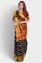 Black and Maroon Cotton Silk Saree with Mango Butta and Unstitched Blouse  