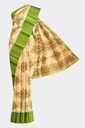 Fancy Cotton Saree with Unstitched Blouse (Half White with Green Border)