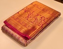 Dual-Shade Pink & Grey Tissue Semi-Silk Saree with Silver-Gold Zari Weaving