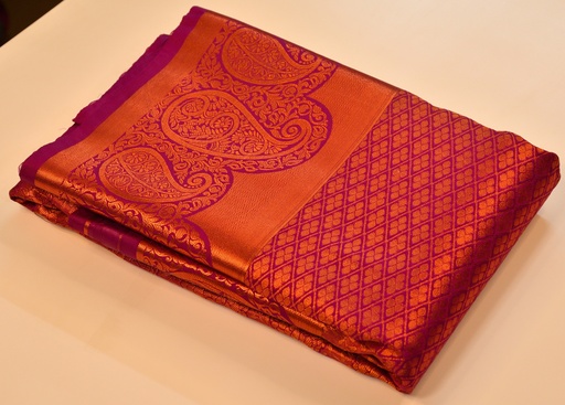 Magenta Color Semi Silk with full Jacquard Weaving