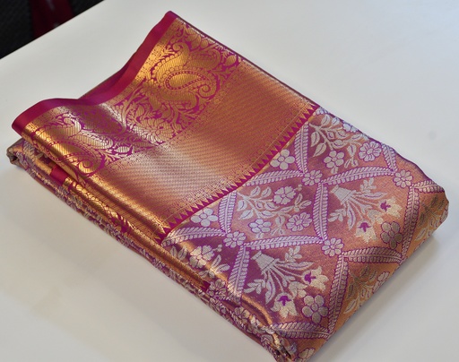 Pastel Pink - Tissue Semi-Silk Saree with Silver Zari Weaving