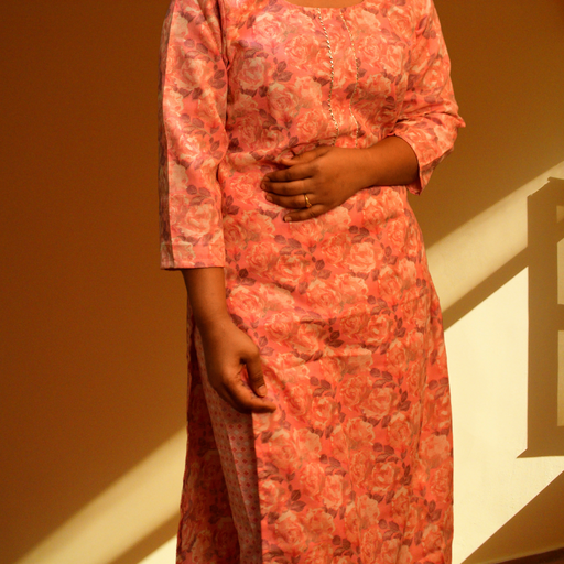 Floral Pink Two-Piece Kurthi Set